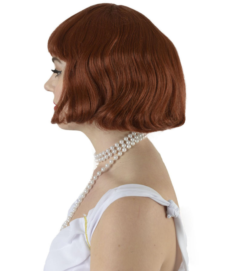 Brown flapper wig side view