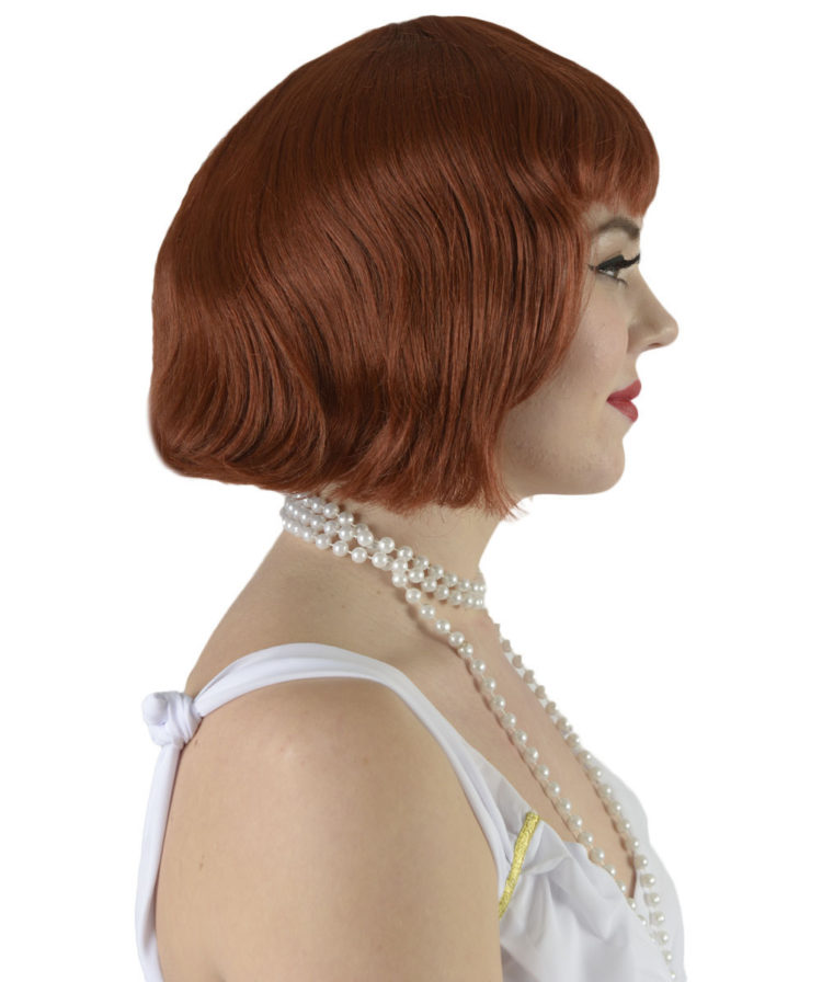 Brown flapper wig right side view