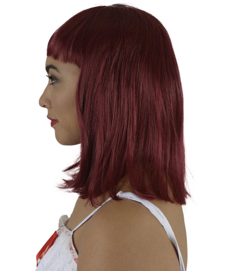 Dark Red Pageboy Wig Side View