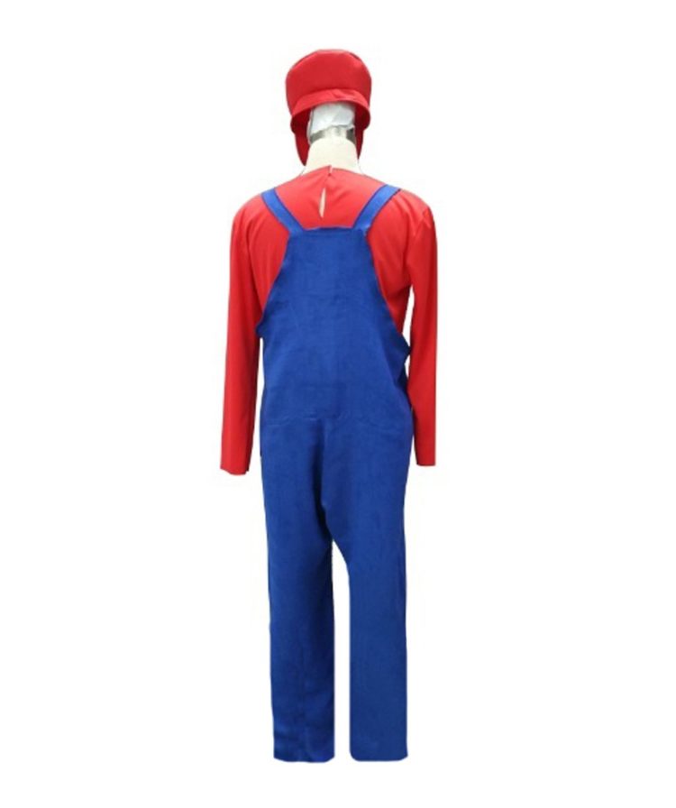 Men Red plumber costume back view